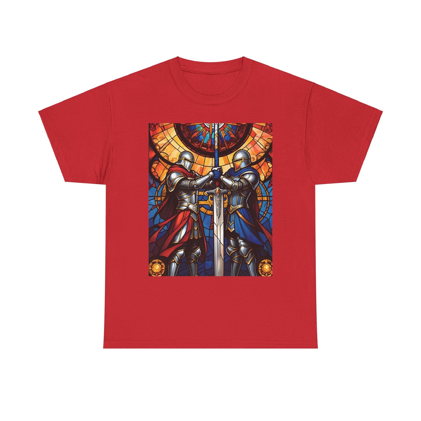 Stained Glass Battle Knight Unisex Heavy Cotton Tee