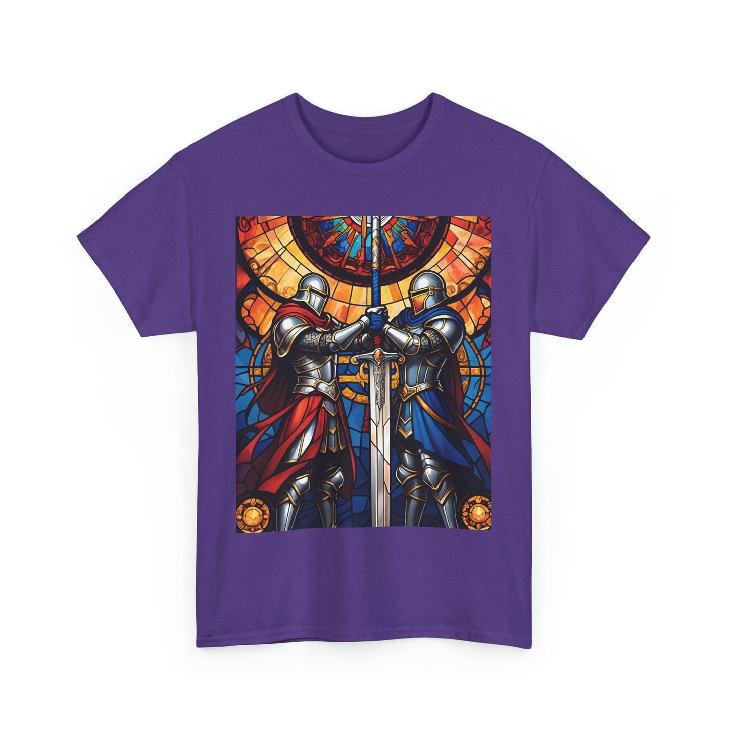 Stained Glass Battle Knight Unisex Heavy Cotton Tee