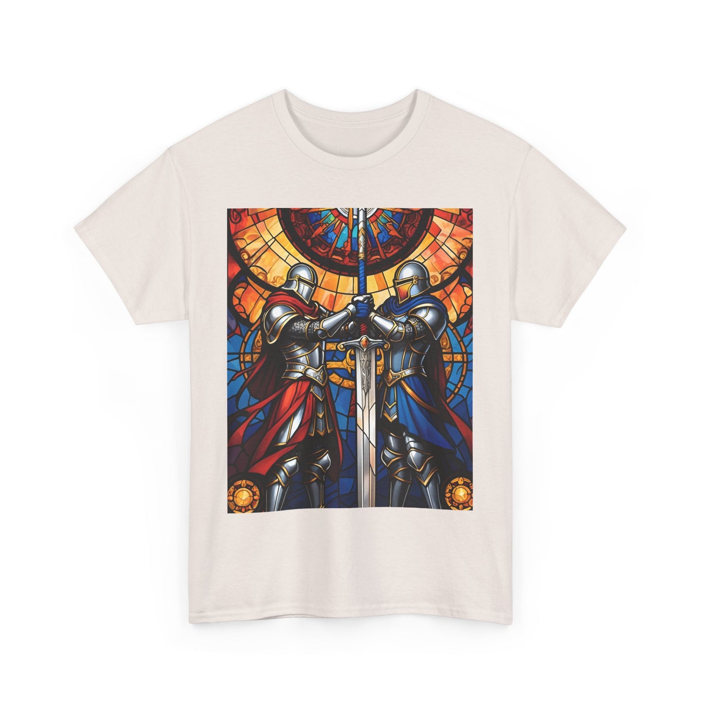 Stained Glass Battle Knight Unisex Heavy Cotton Tee