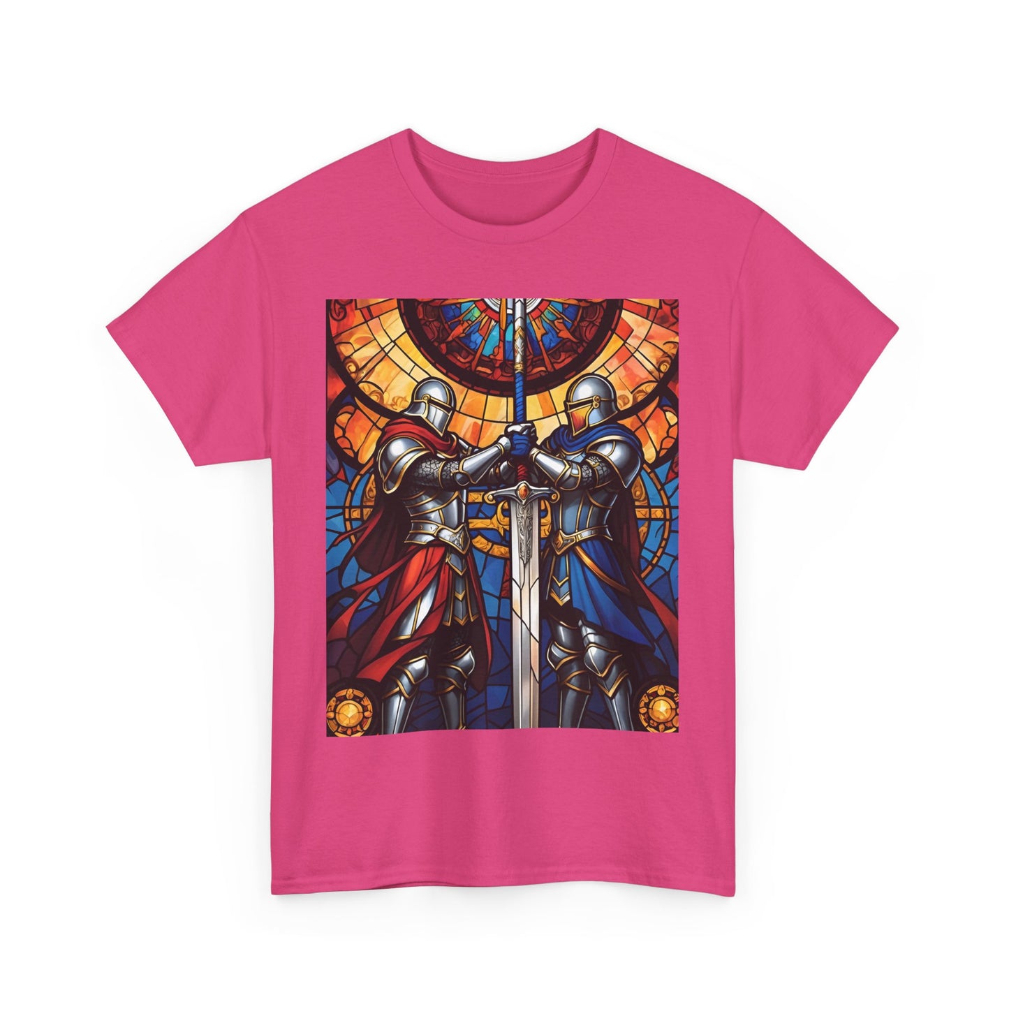 Stained Glass Battle Knight Unisex Heavy Cotton Tee
