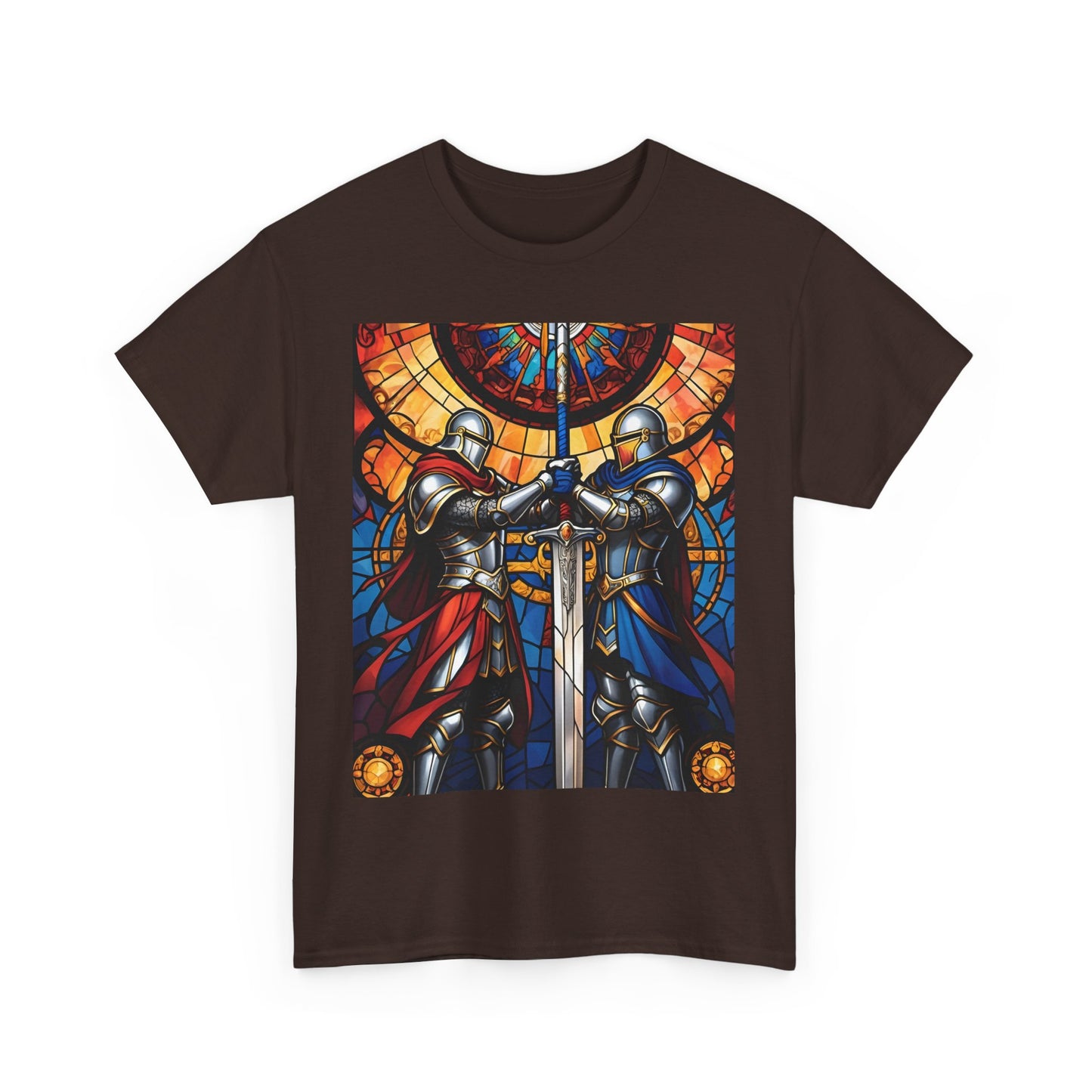 Stained Glass Battle Knight Unisex Heavy Cotton Tee