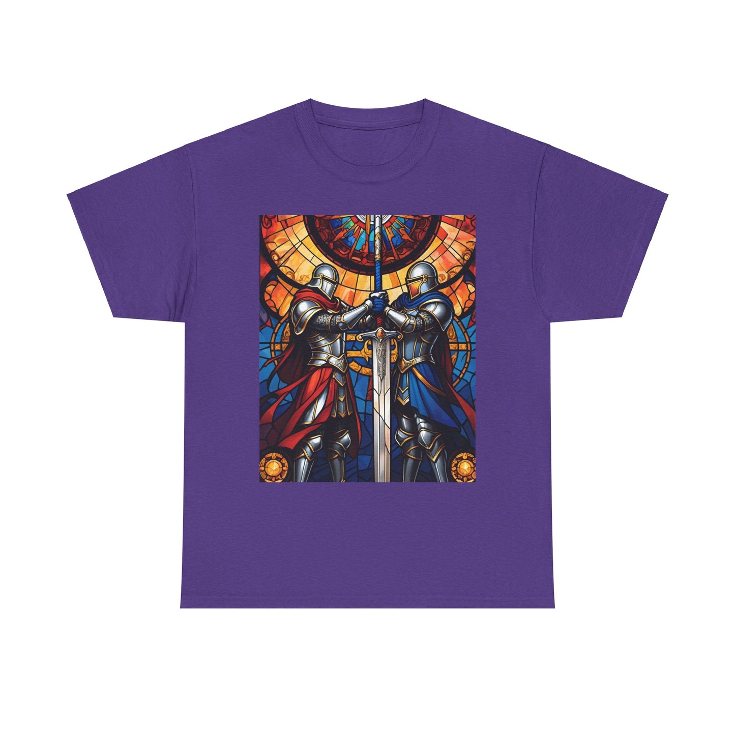 Stained Glass Battle Knight Unisex Heavy Cotton Tee