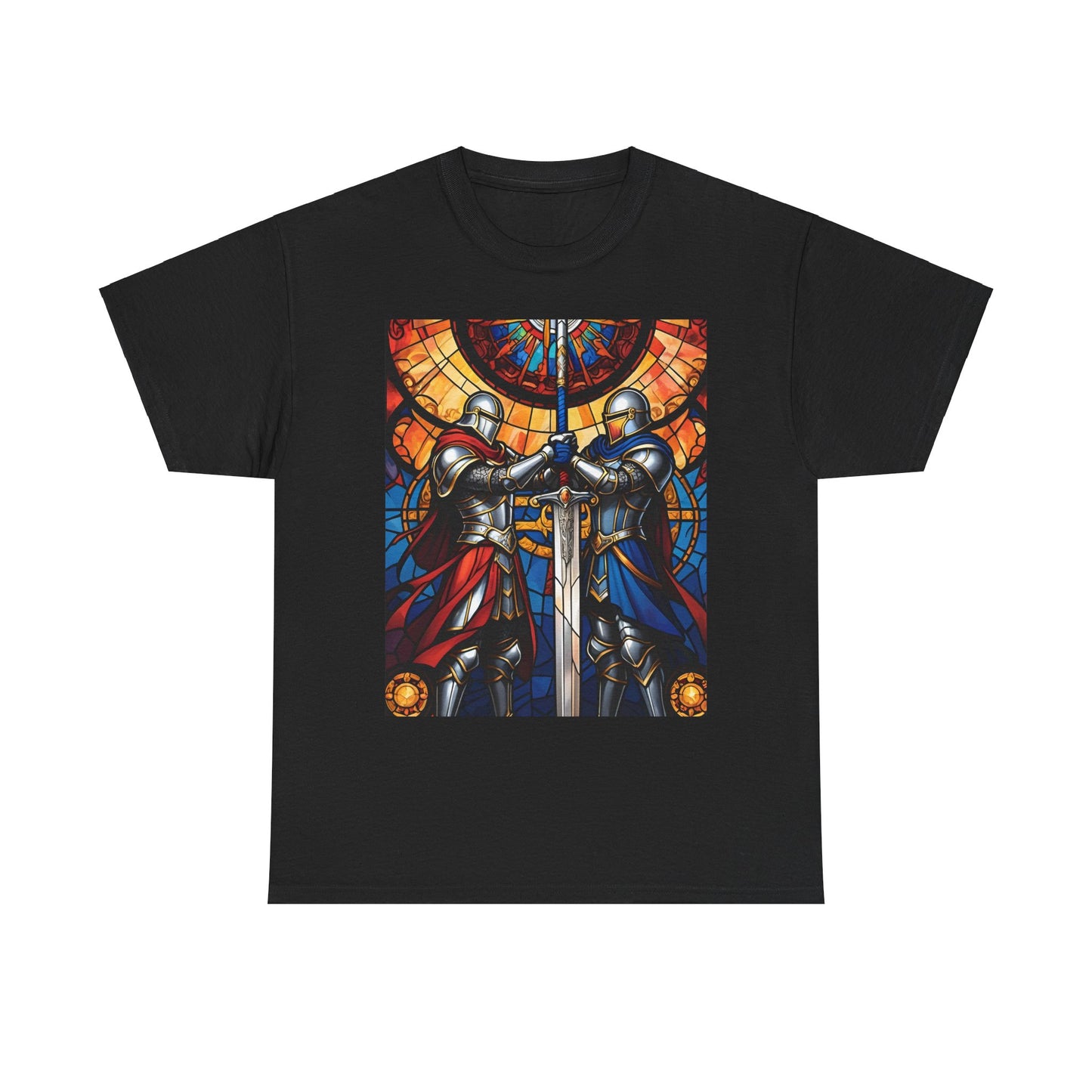 Stained Glass Battle Knight Unisex Heavy Cotton Tee
