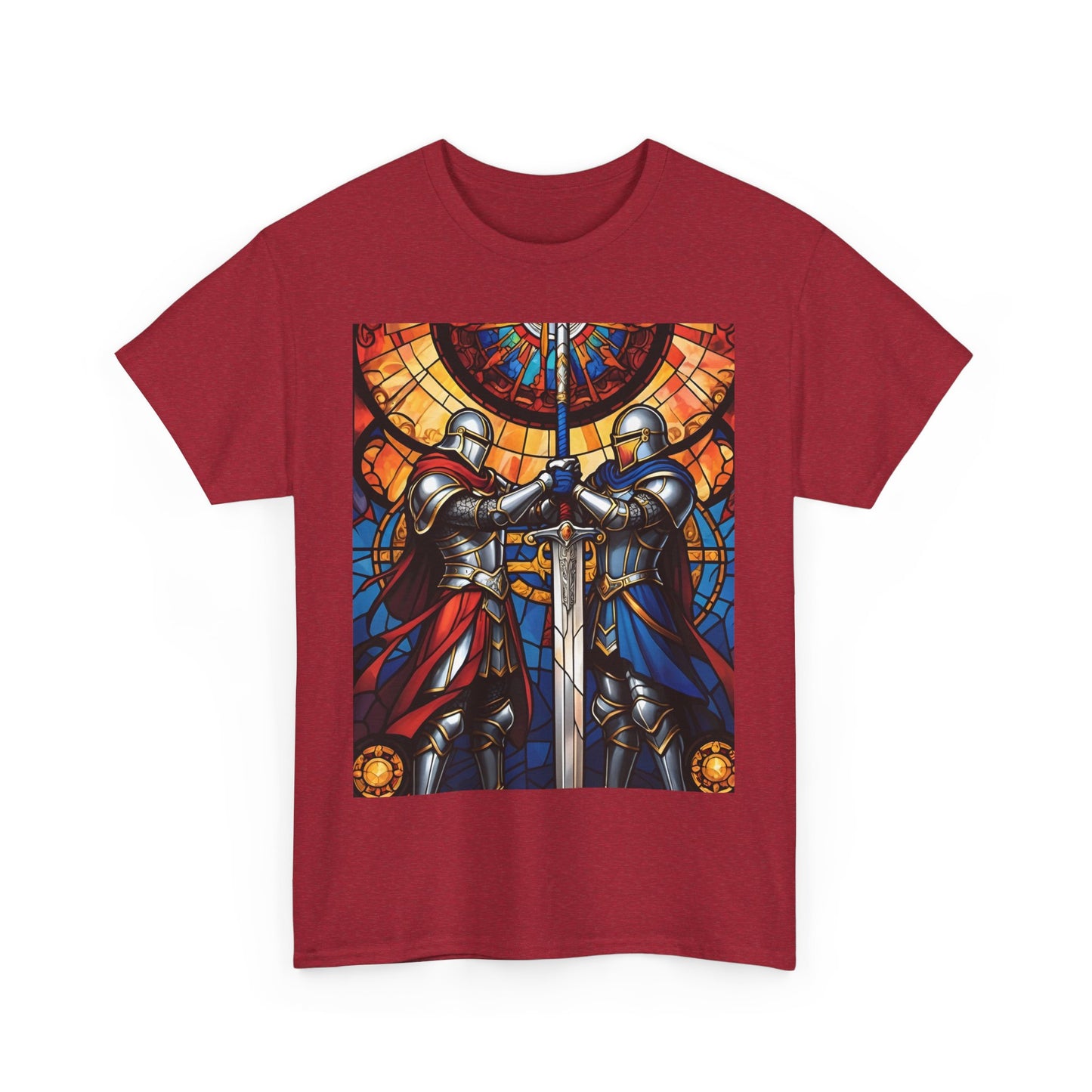 Stained Glass Battle Knight Unisex Heavy Cotton Tee