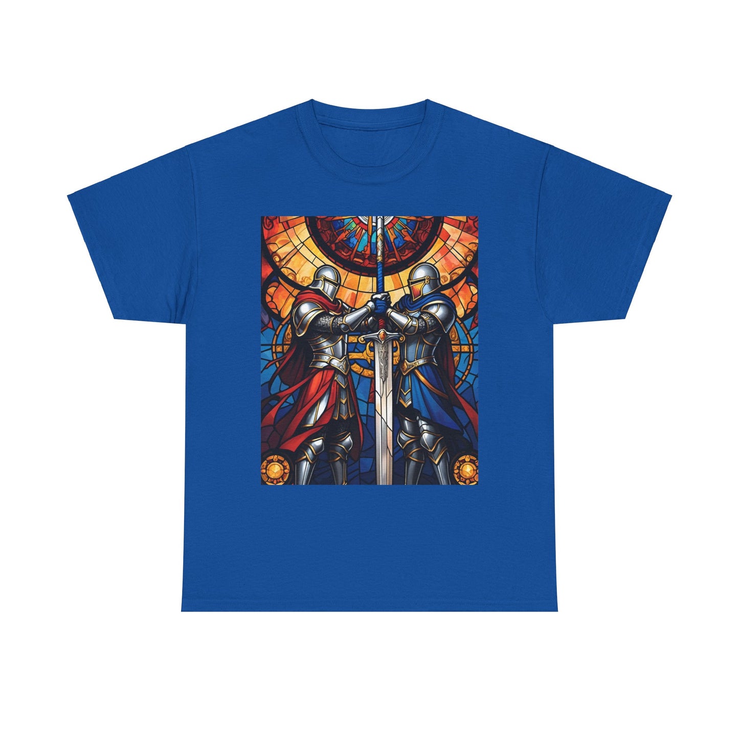 Stained Glass Battle Knight Unisex Heavy Cotton Tee
