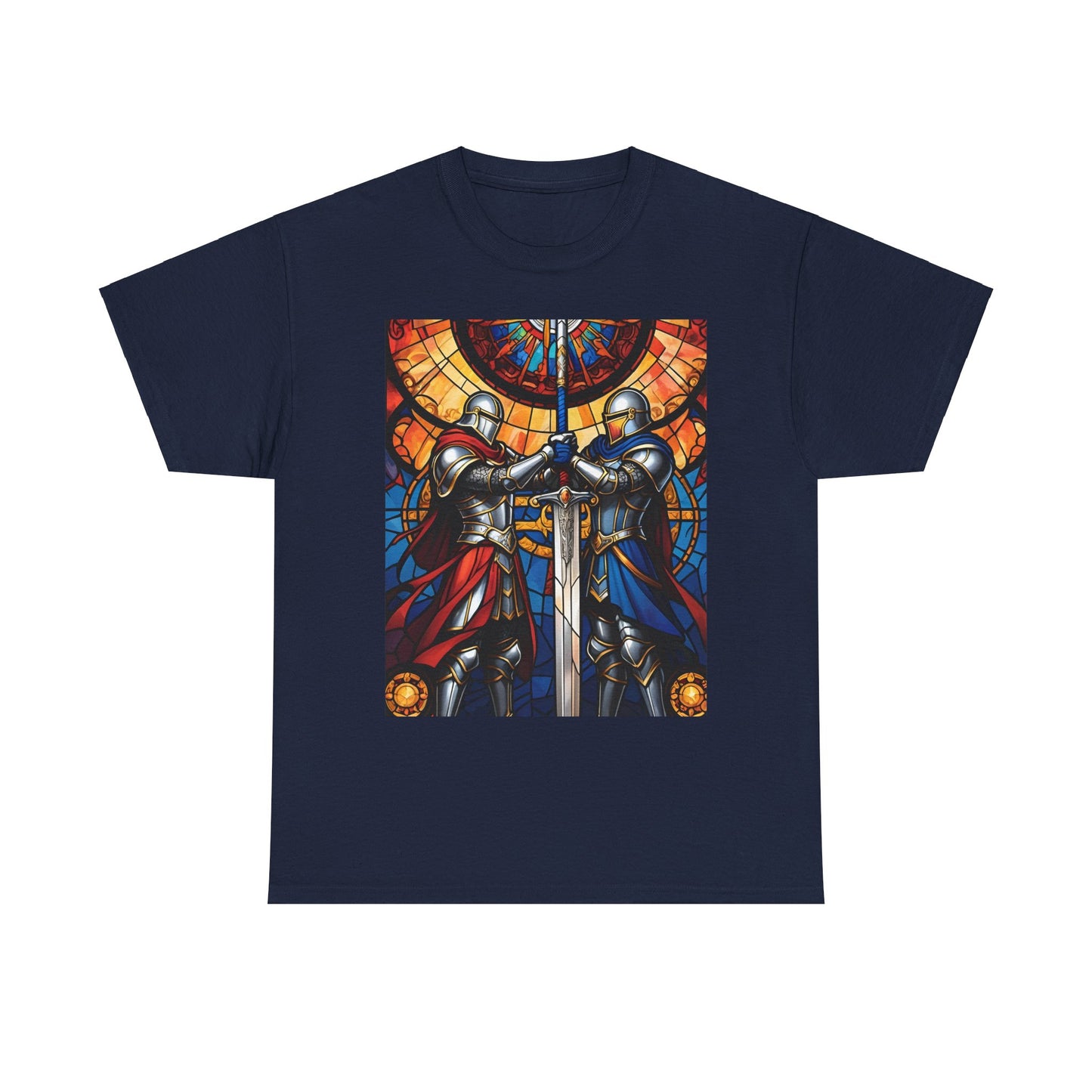 Stained Glass Battle Knight Unisex Heavy Cotton Tee