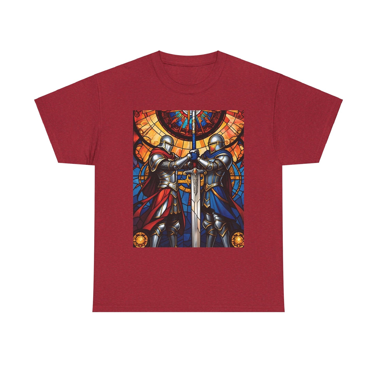 Stained Glass Battle Knight Unisex Heavy Cotton Tee
