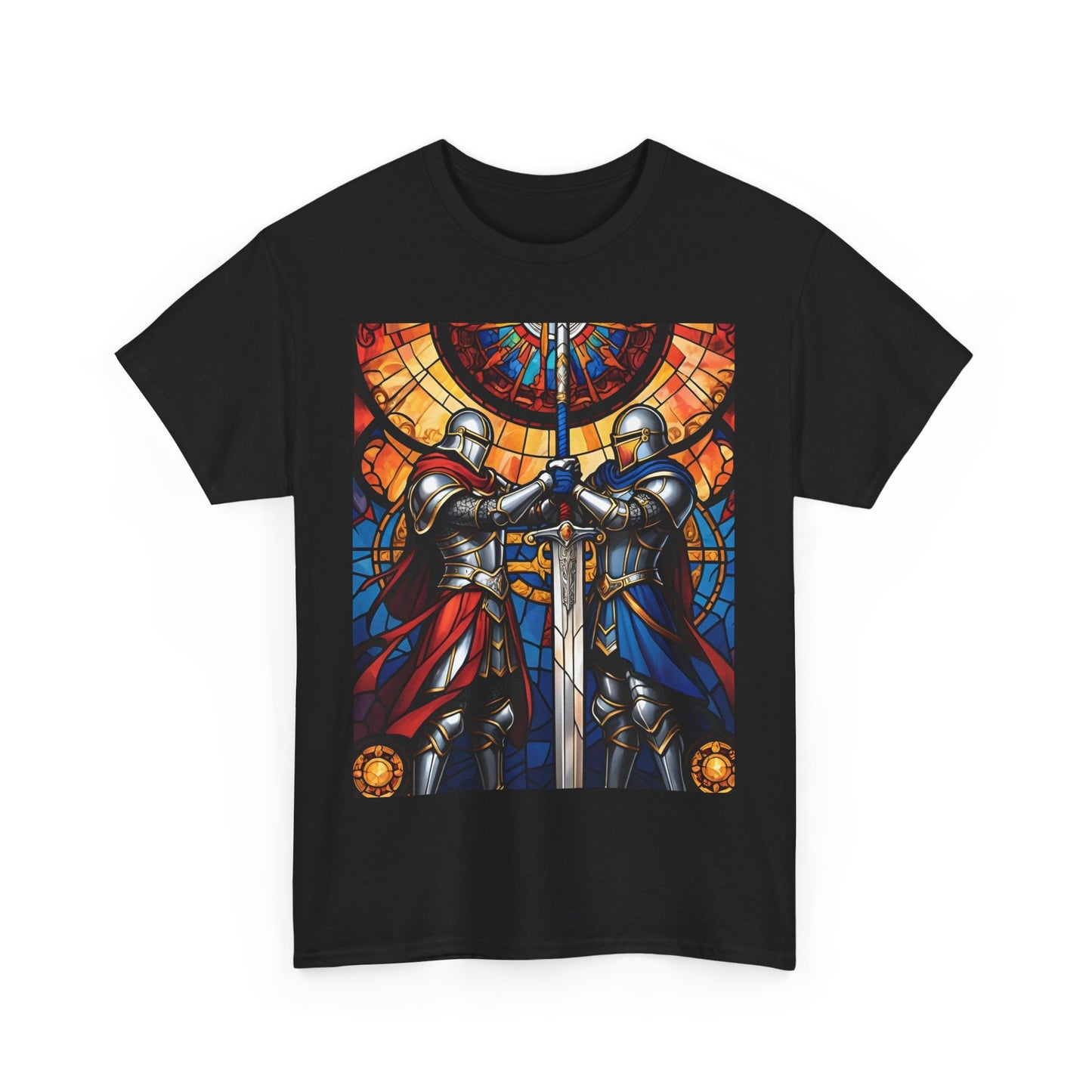 Stained Glass Battle Knight Unisex Heavy Cotton Tee