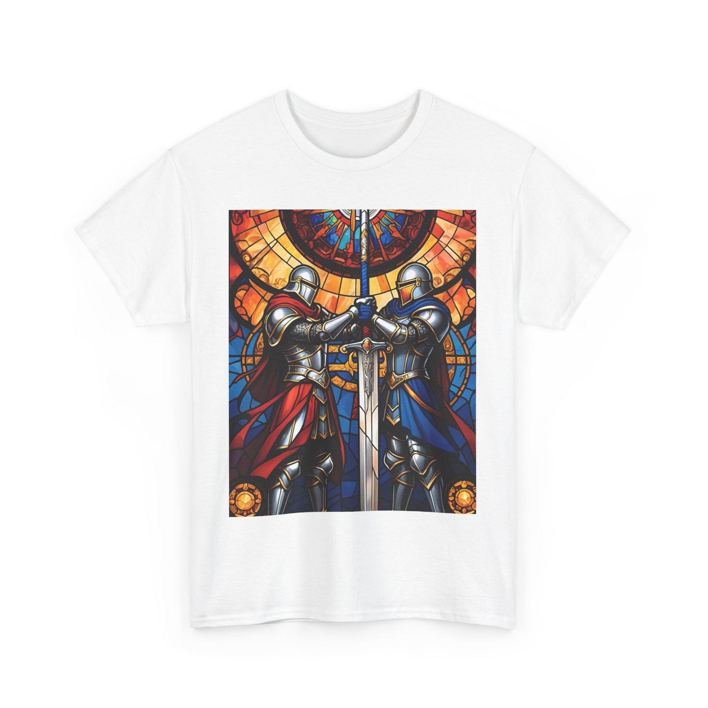 Stained Glass Battle Knight Unisex Heavy Cotton Tee