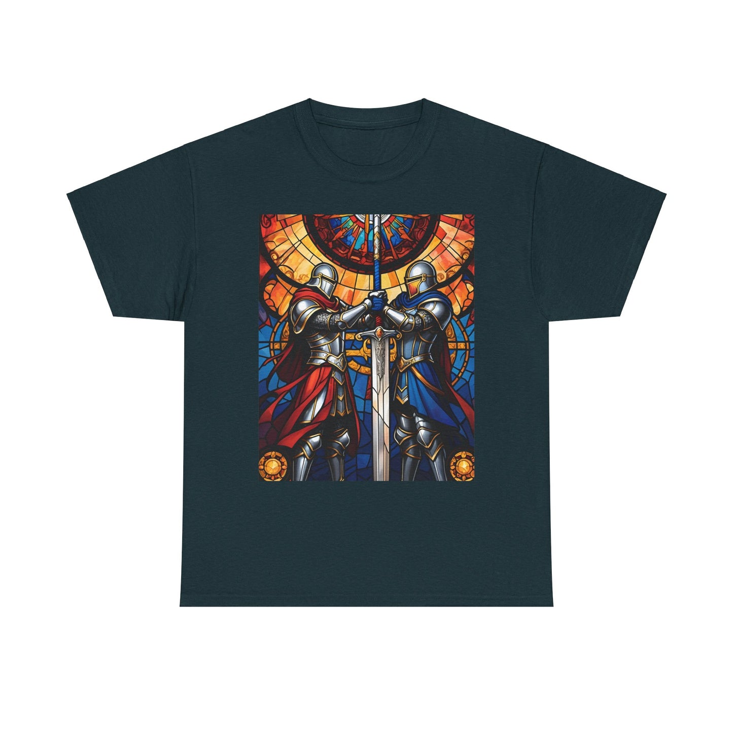 Stained Glass Battle Knight Unisex Heavy Cotton Tee