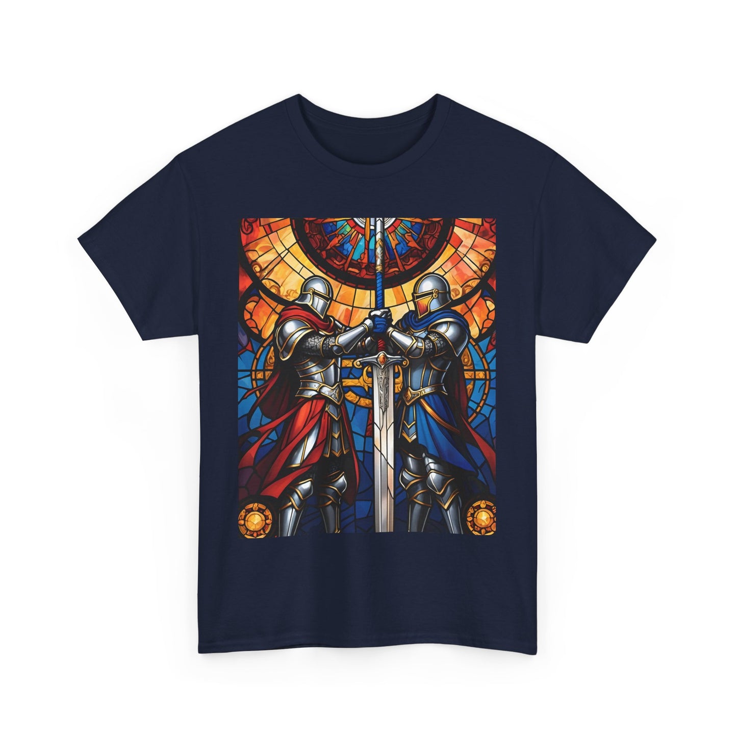 Stained Glass Battle Knight Unisex Heavy Cotton Tee