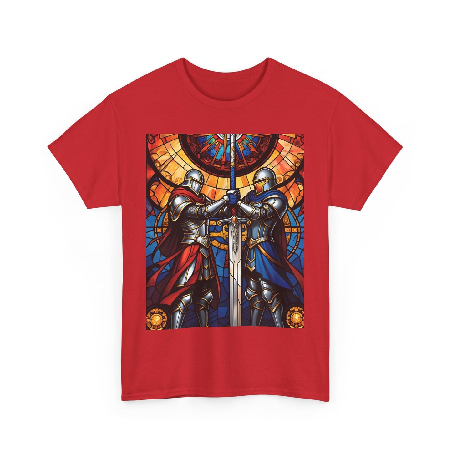 Stained Glass Battle Knight Unisex Heavy Cotton Tee