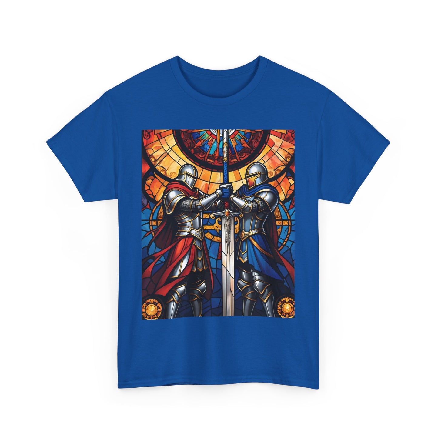 Stained Glass Battle Knight Unisex Heavy Cotton Tee