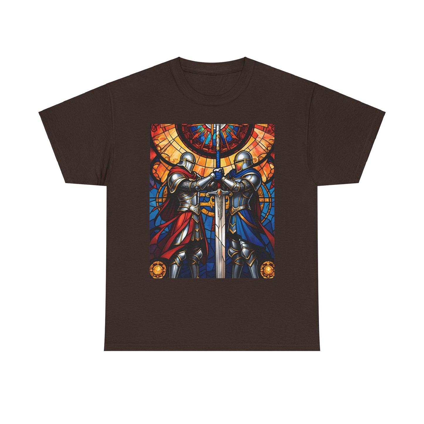 Stained Glass Battle Knight Unisex Heavy Cotton Tee