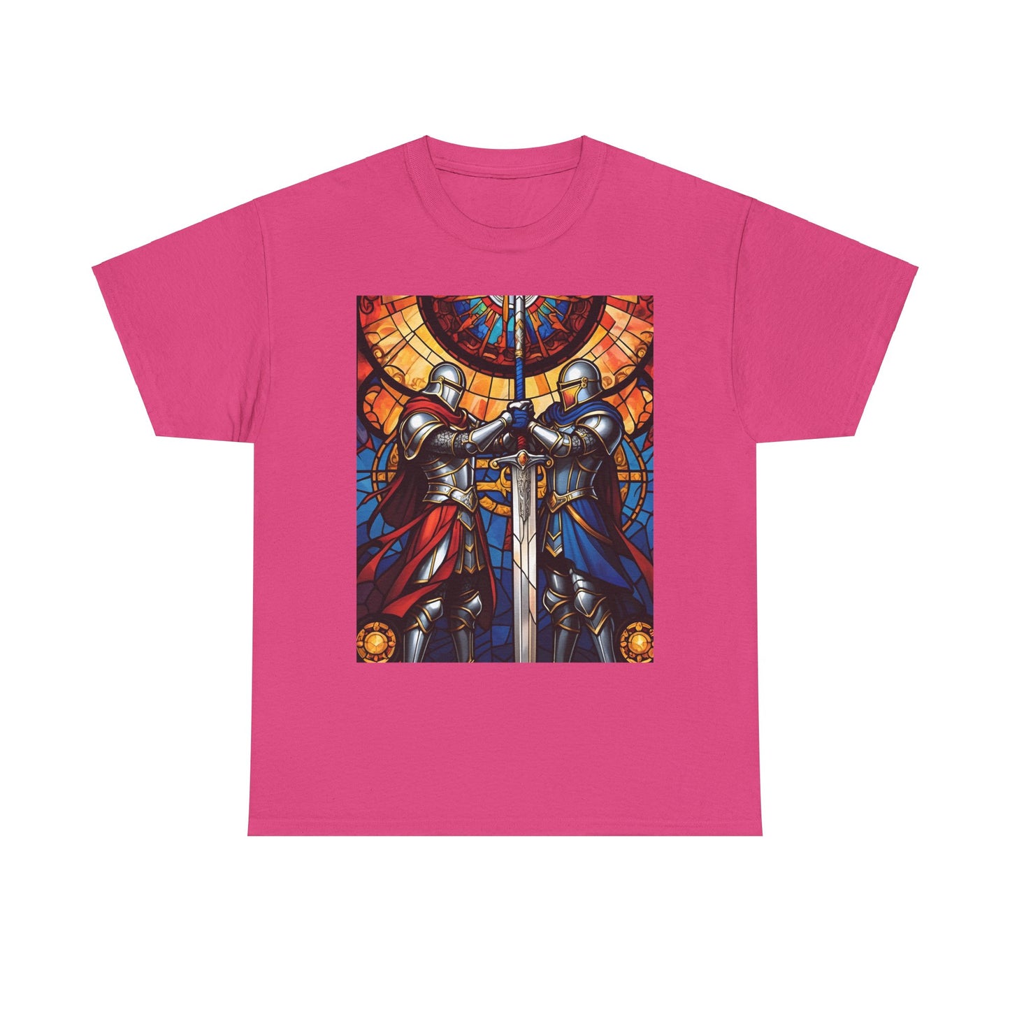Stained Glass Battle Knight Unisex Heavy Cotton Tee