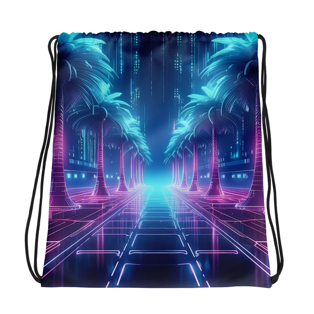 Cyber Palms Drawstring bag