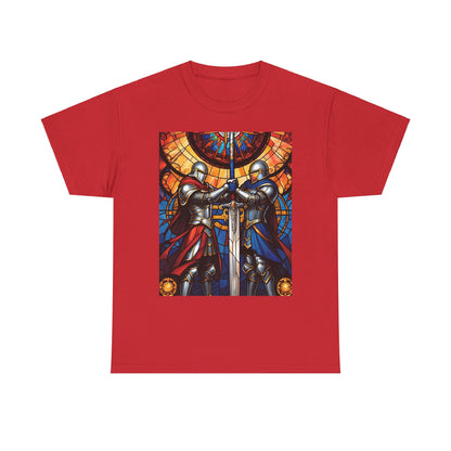 Stained Glass Battle Knight Unisex Heavy Cotton Tee
