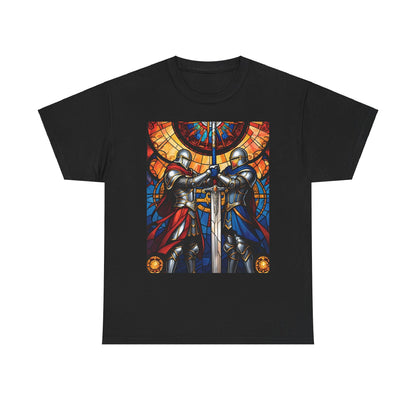 Stained Glass Battle Knight Unisex Heavy Cotton Tee