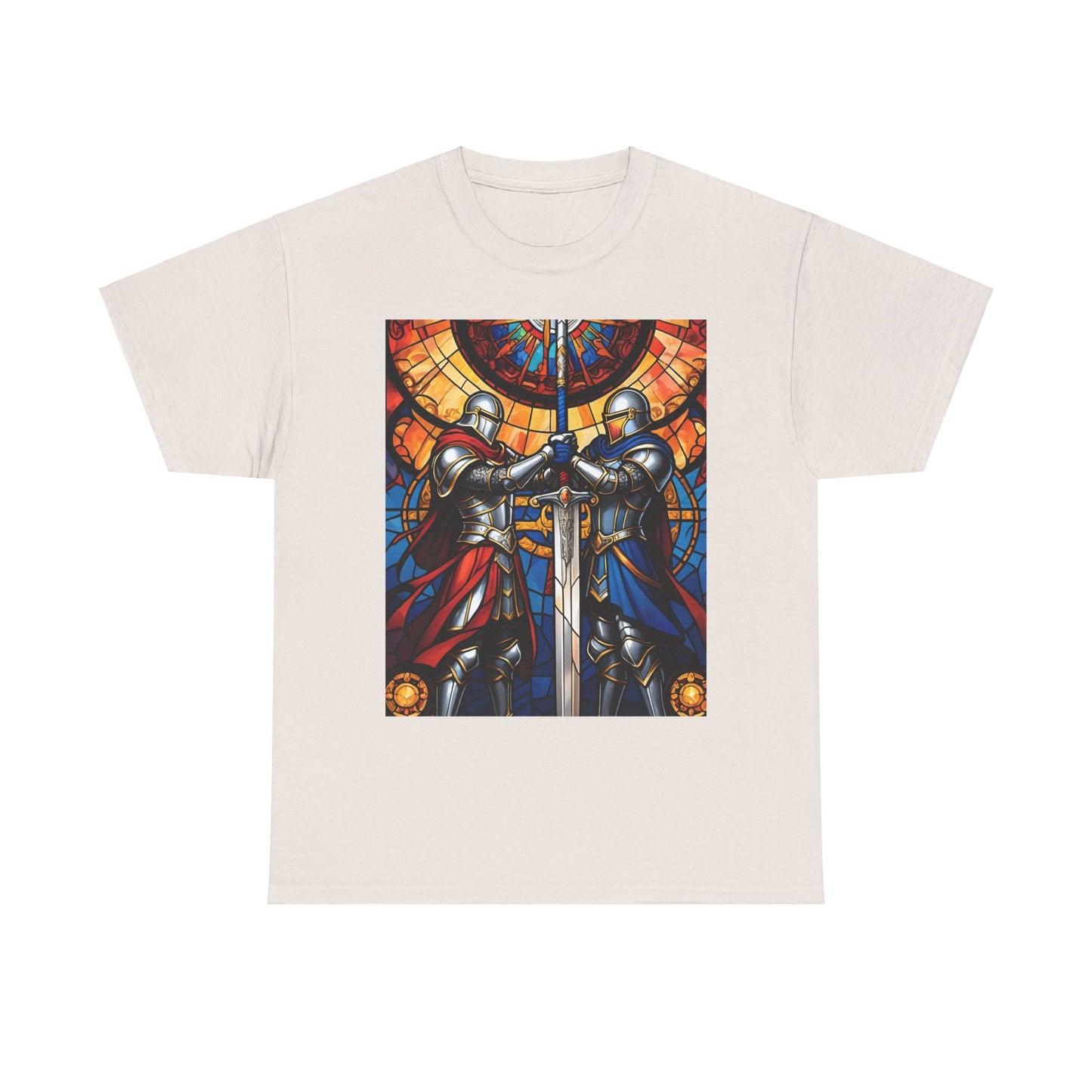 Stained Glass Battle Knight Unisex Heavy Cotton Tee