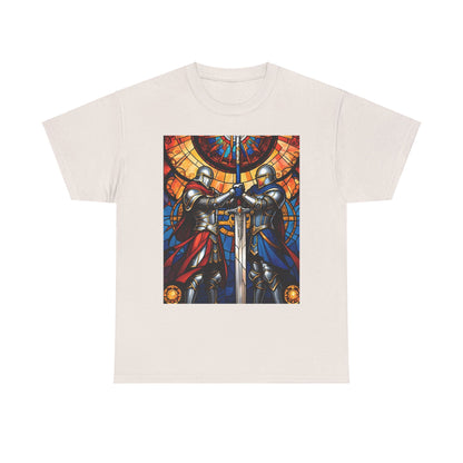 Stained Glass Battle Knight Unisex Heavy Cotton Tee