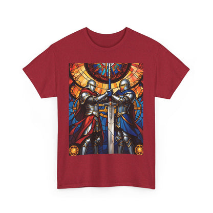 Stained Glass Battle Knight Unisex Heavy Cotton Tee