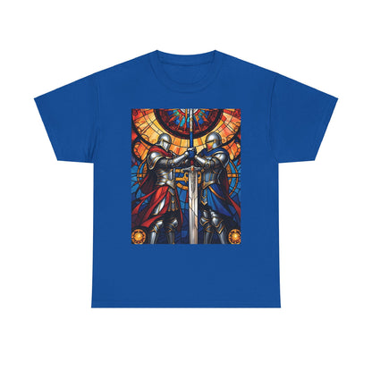 Stained Glass Battle Knight Unisex Heavy Cotton Tee