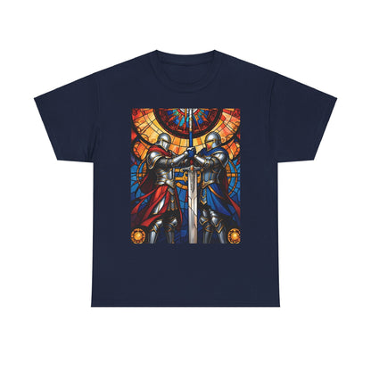 Stained Glass Battle Knight Unisex Heavy Cotton Tee