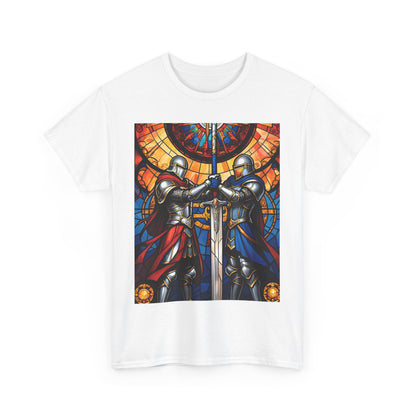 Stained Glass Battle Knight Unisex Heavy Cotton Tee