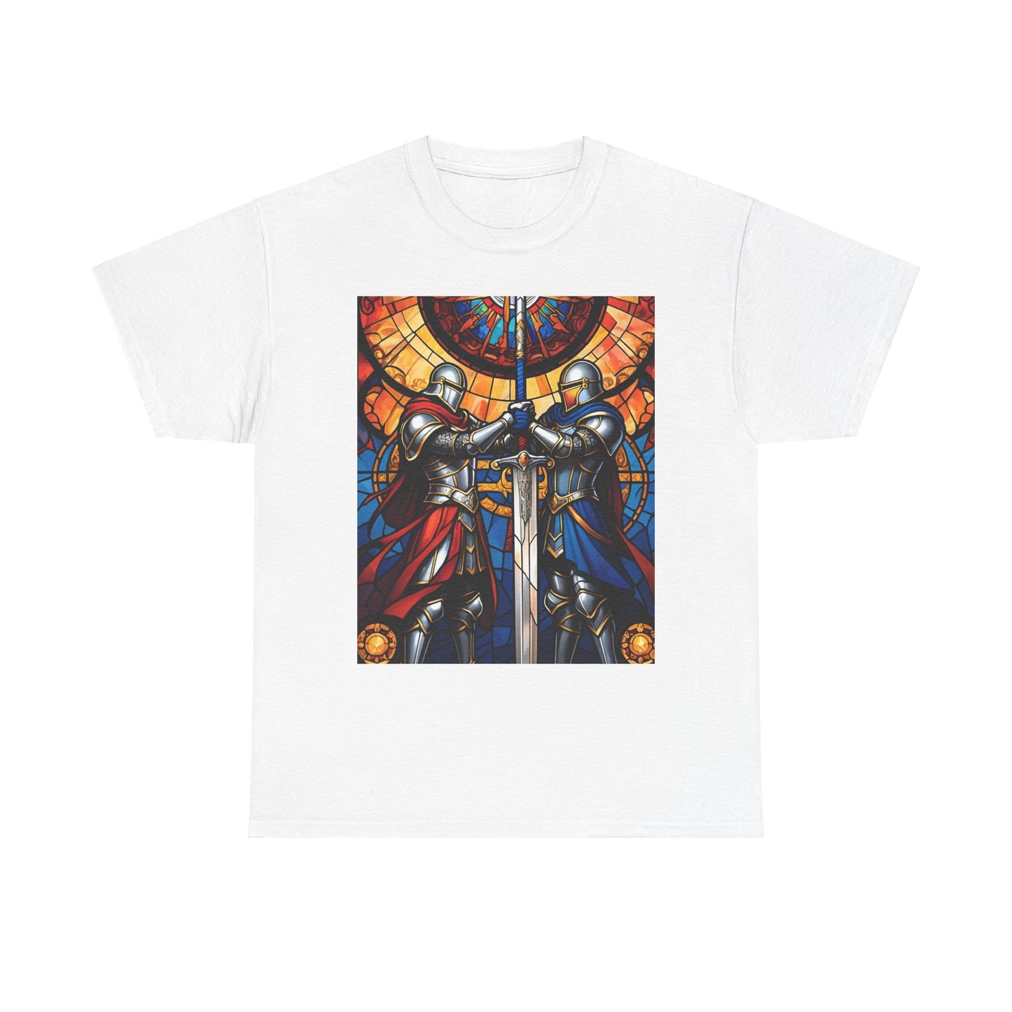 Stained Glass Battle Knight Unisex Heavy Cotton Tee