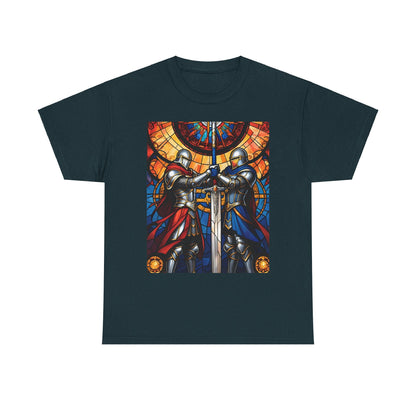 Stained Glass Battle Knight Unisex Heavy Cotton Tee