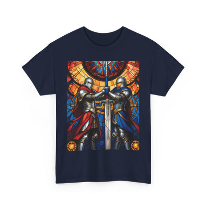 Stained Glass Battle Knight Unisex Heavy Cotton Tee